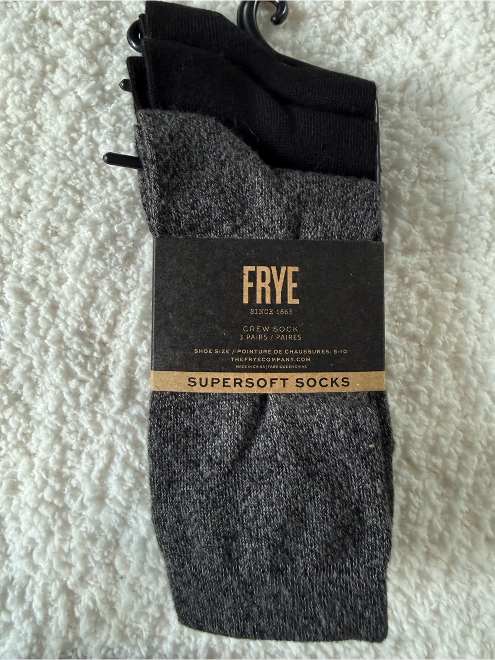 Frye Supersoft Crew Socks – Black & Charcoal (3-Pack)